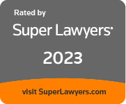 Grey square badge showing that Nelson Eldercare was rater a Super Lawyer in 2023